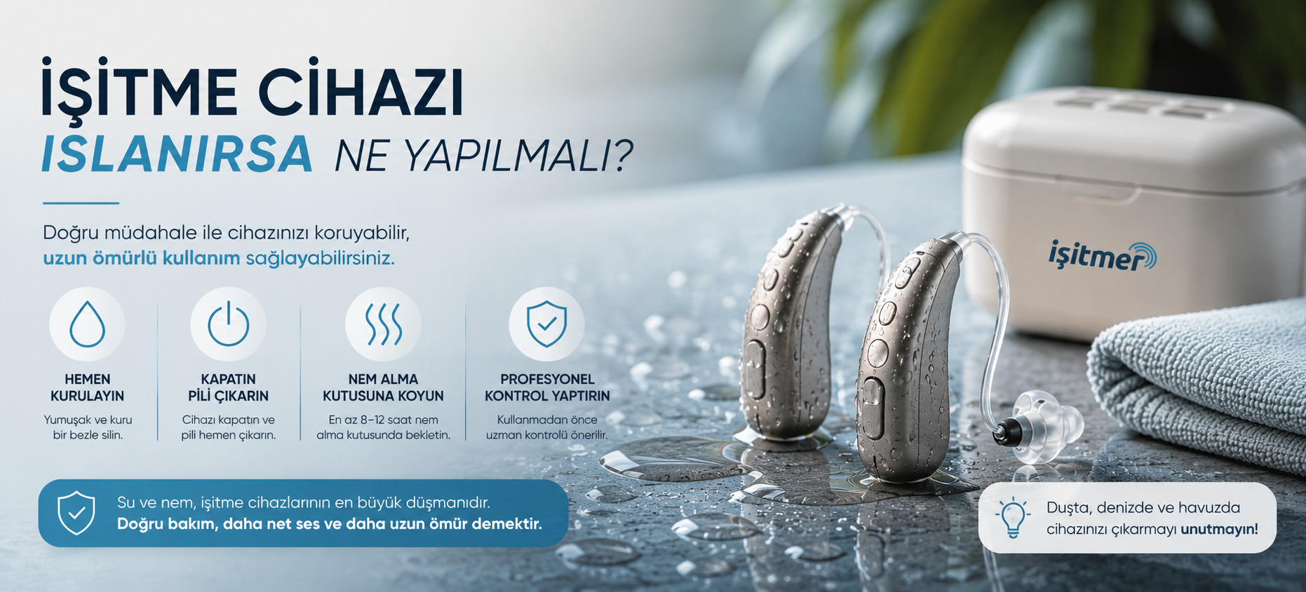 işitme cihazı ıslandı